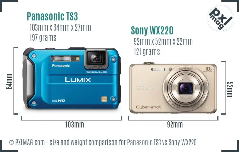 Panasonic TS3 vs Sony WX220 size comparison Panasonic TS3 vs Sony WX220 size comparison