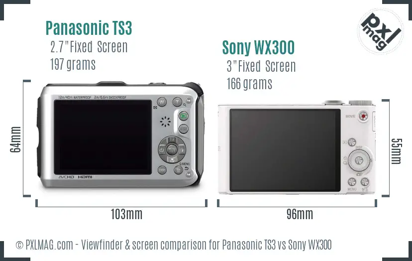 Panasonic TS3 vs Sony WX300 Screen and Viewfinder comparison