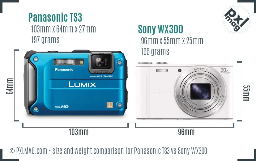 Panasonic TS3 vs Sony WX300 size comparison