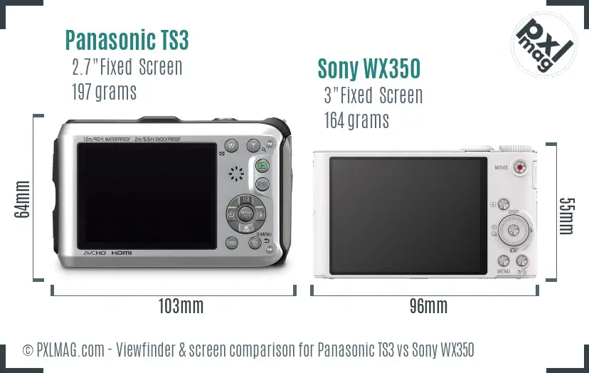 Panasonic TS3 vs Sony WX350 Screen and Viewfinder comparison Panasonic TS3 vs Sony WX350 Screen and Viewfinder comparison