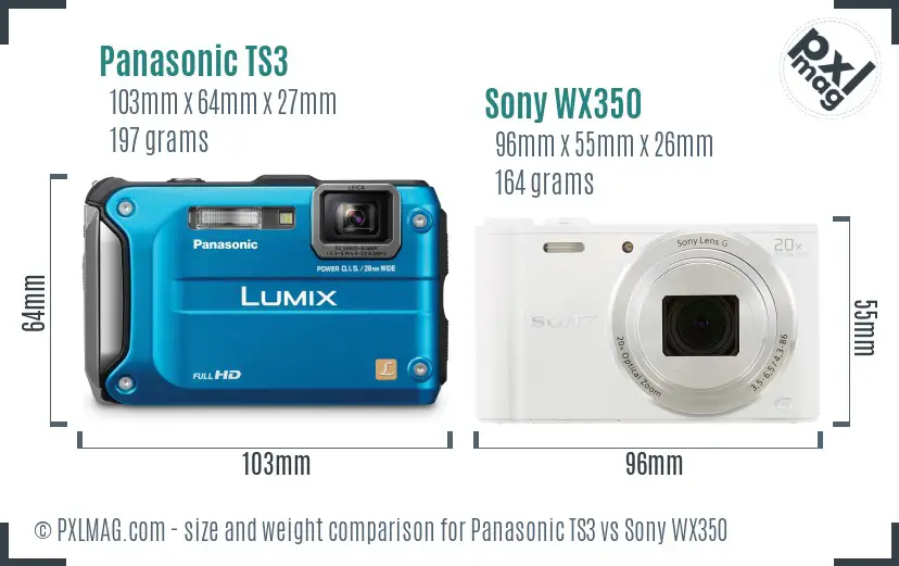 Panasonic TS3 vs Sony WX350 size comparison Panasonic TS3 vs Sony WX350 size comparison