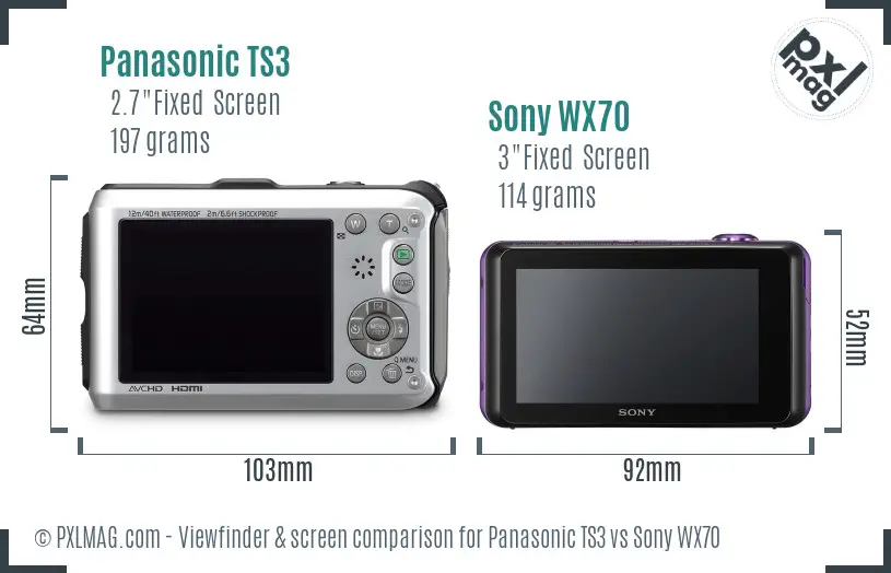 Panasonic TS3 vs Sony WX70 Screen and Viewfinder comparison