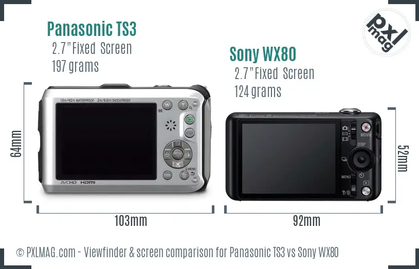 Panasonic TS3 vs Sony WX80 Screen and Viewfinder comparison