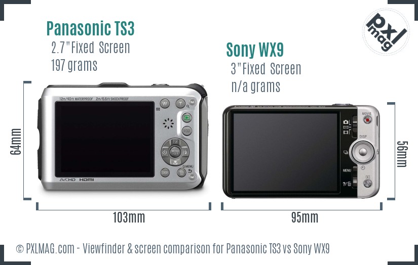 Panasonic TS3 vs Sony WX9 Screen and Viewfinder comparison