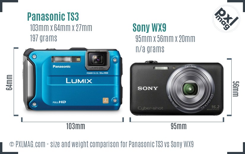 Panasonic TS3 vs Sony WX9 size comparison