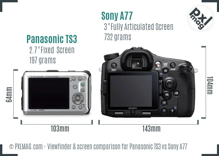 Panasonic TS3 vs Sony A77 Screen and Viewfinder comparison