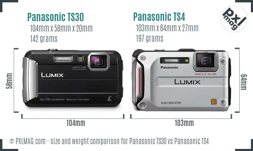 Panasonic TS30 vs Panasonic TS4 size comparison