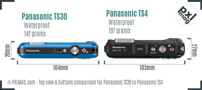 Panasonic TS30 vs Panasonic TS4 top view buttons comparison