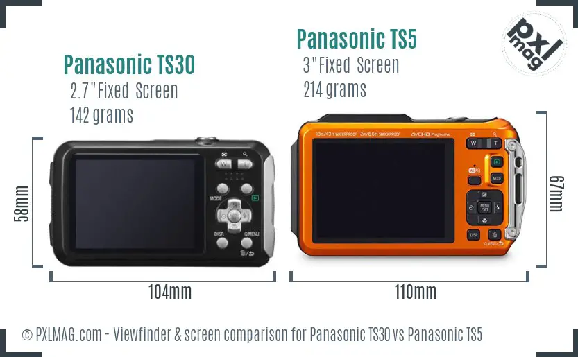 Panasonic TS30 vs Panasonic TS5 Screen and Viewfinder comparison