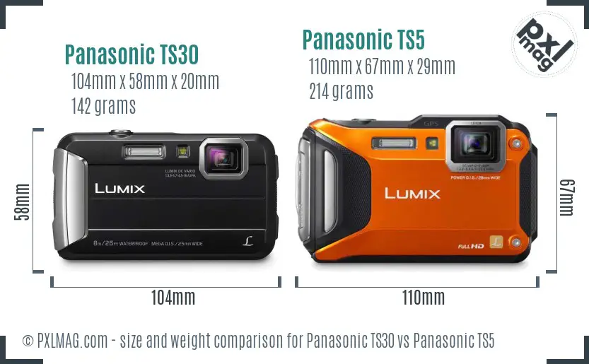 Panasonic TS30 vs Panasonic TS5 size comparison