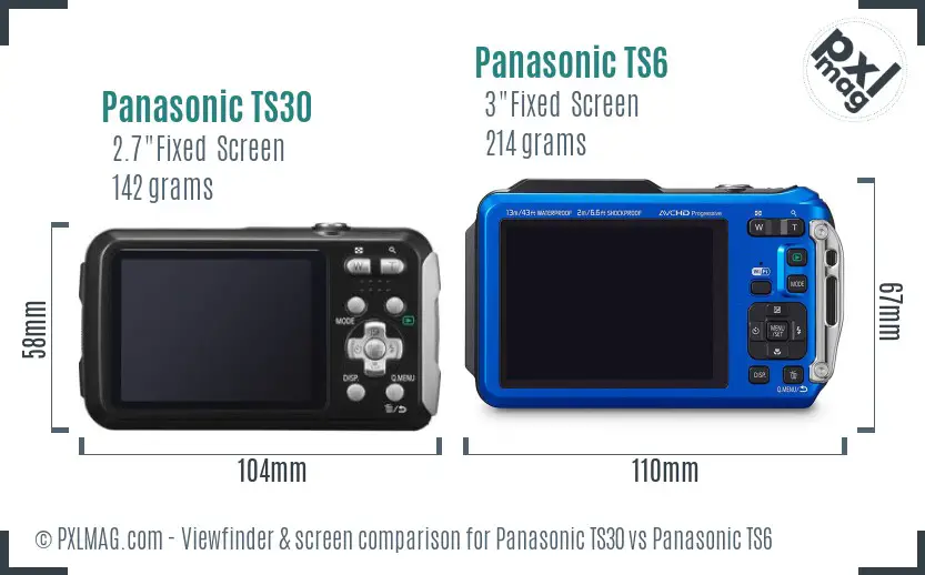 Panasonic TS30 vs Panasonic TS6 Screen and Viewfinder comparison