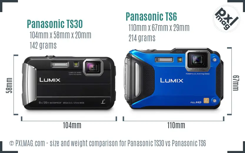 Panasonic TS30 vs Panasonic TS6 size comparison