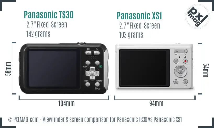 Panasonic TS30 vs Panasonic XS1 Screen and Viewfinder comparison