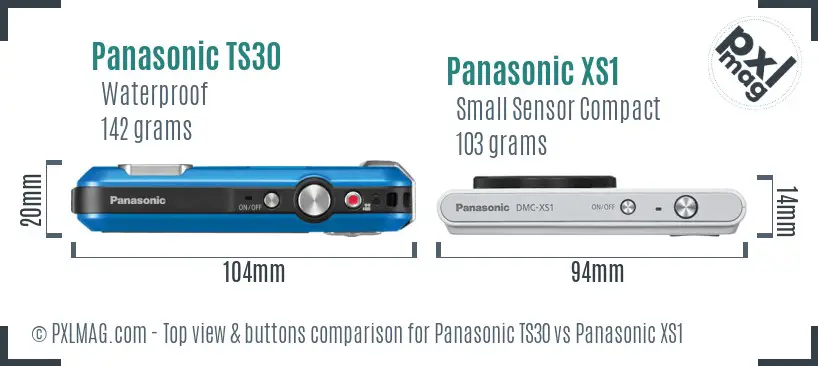 Panasonic TS30 vs Panasonic XS1 top view buttons comparison