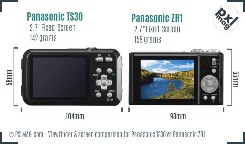 Panasonic TS30 vs Panasonic ZR1 Screen and Viewfinder comparison