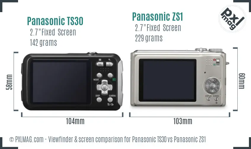 Panasonic TS30 vs Panasonic ZS1 Screen and Viewfinder comparison