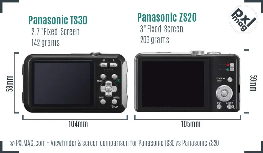 Panasonic TS30 vs Panasonic ZS20 Screen and Viewfinder comparison