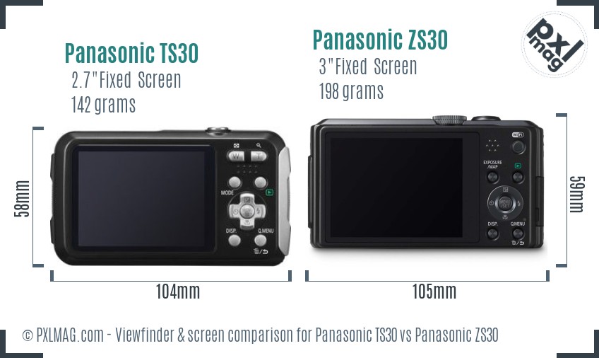 Panasonic TS30 vs Panasonic ZS30 Screen and Viewfinder comparison