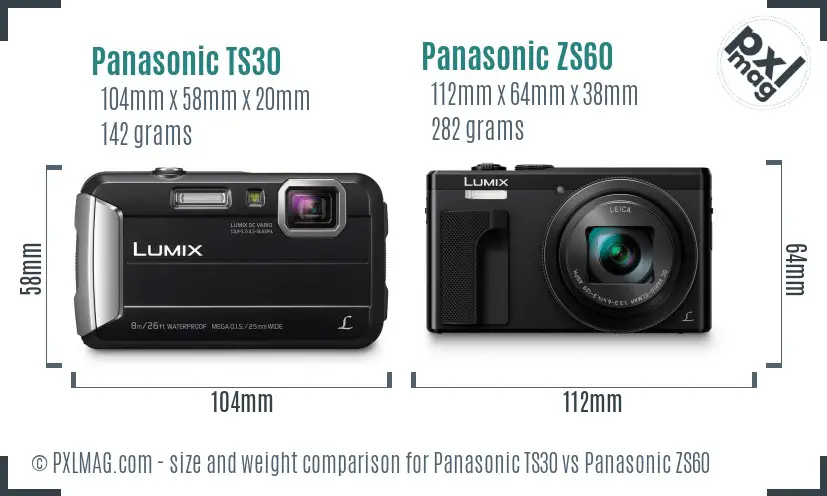 Panasonic TS30 vs Panasonic ZS60 size comparison