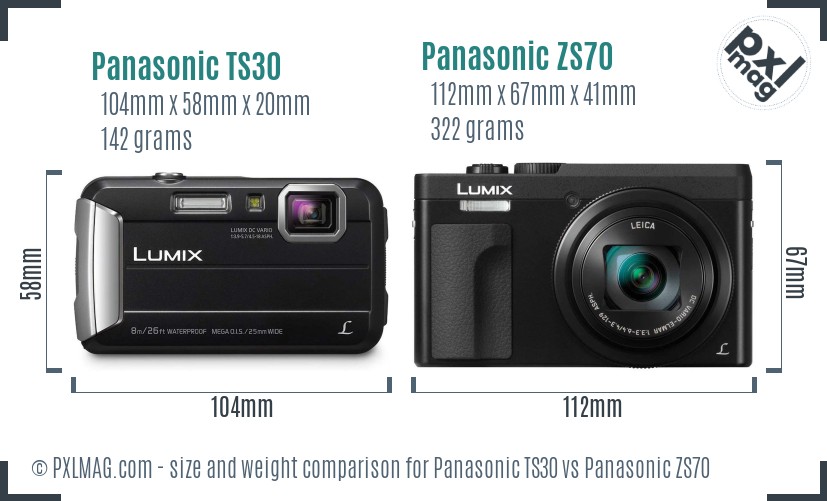 Panasonic TS30 vs Panasonic ZS70 size comparison