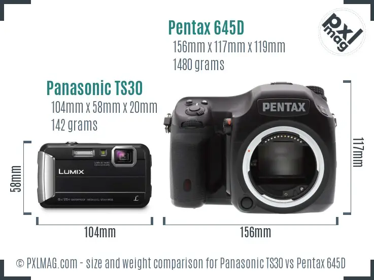 Panasonic TS30 vs Pentax 645D size comparison