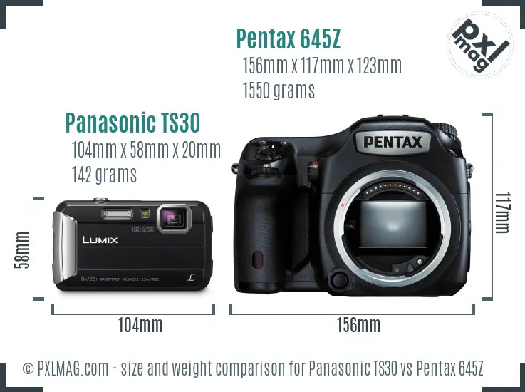 Panasonic TS30 vs Pentax 645Z size comparison