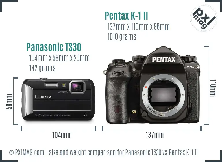 Panasonic TS30 vs Pentax K-1 II size comparison
