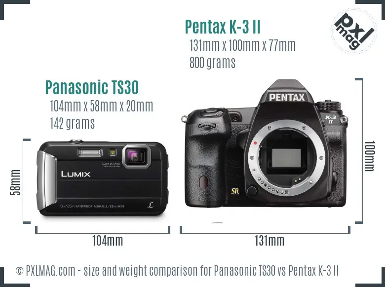 Panasonic TS30 vs Pentax K-3 II size comparison