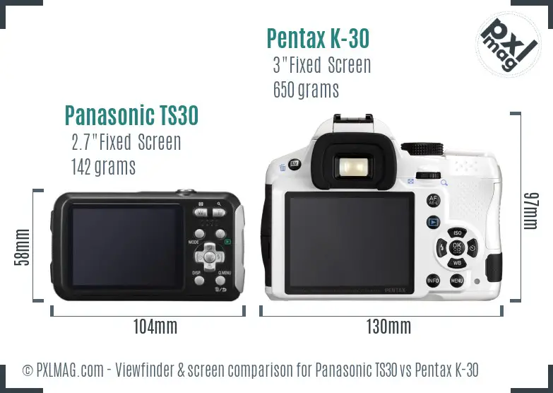 Panasonic TS30 vs Pentax K-30 Screen and Viewfinder comparison