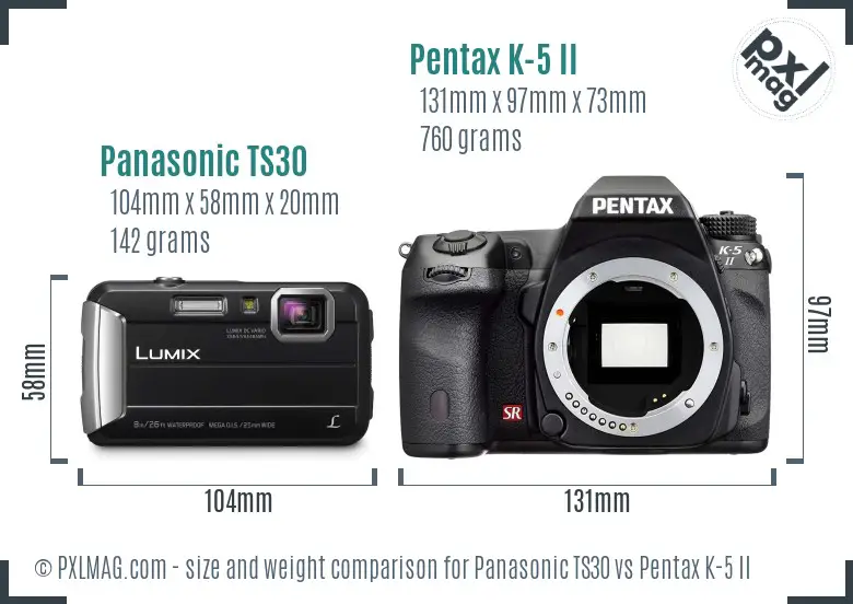 Panasonic TS30 vs Pentax K-5 II size comparison