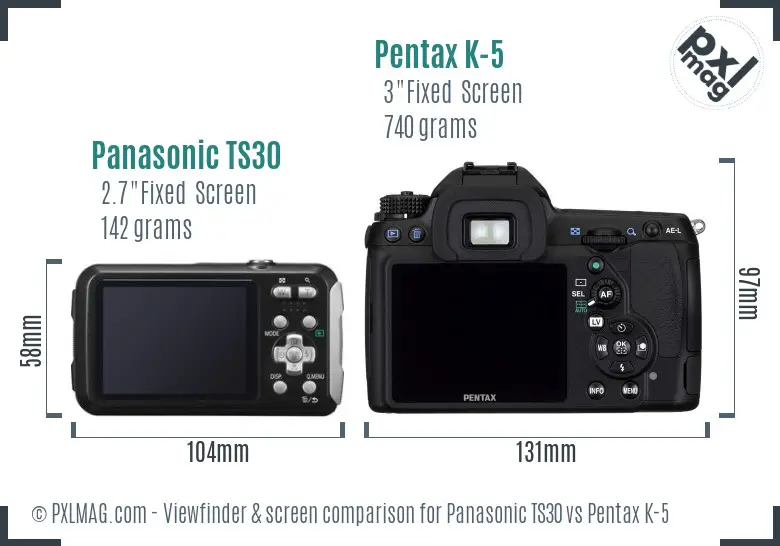 Panasonic TS30 vs Pentax K-5 Screen and Viewfinder comparison