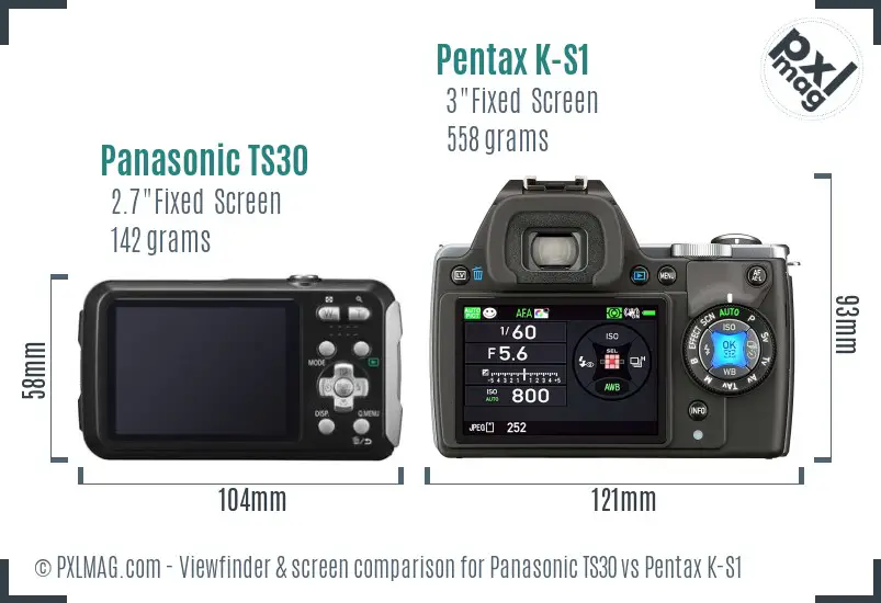 Panasonic TS30 vs Pentax K-S1 Screen and Viewfinder comparison