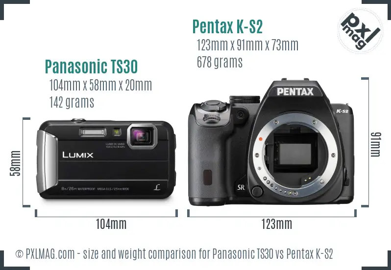 Panasonic TS30 vs Pentax K-S2 size comparison