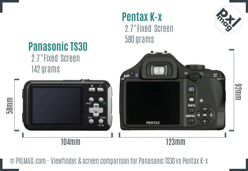 Panasonic TS30 vs Pentax K-x Screen and Viewfinder comparison