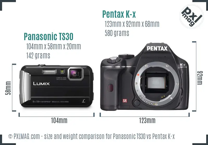 Panasonic TS30 vs Pentax K-x size comparison