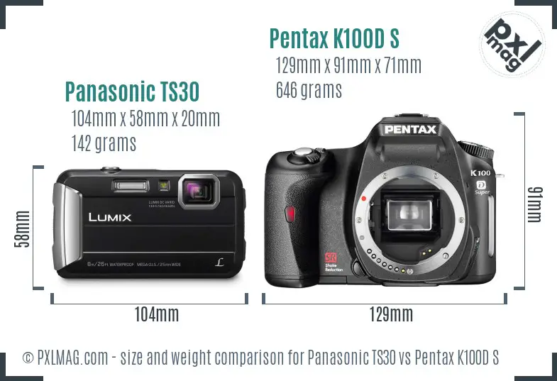 Panasonic TS30 vs Pentax K100D S size comparison