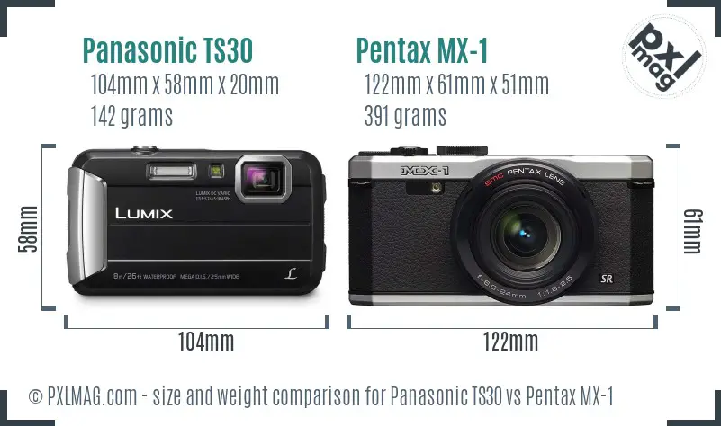 Panasonic TS30 vs Pentax MX-1 size comparison