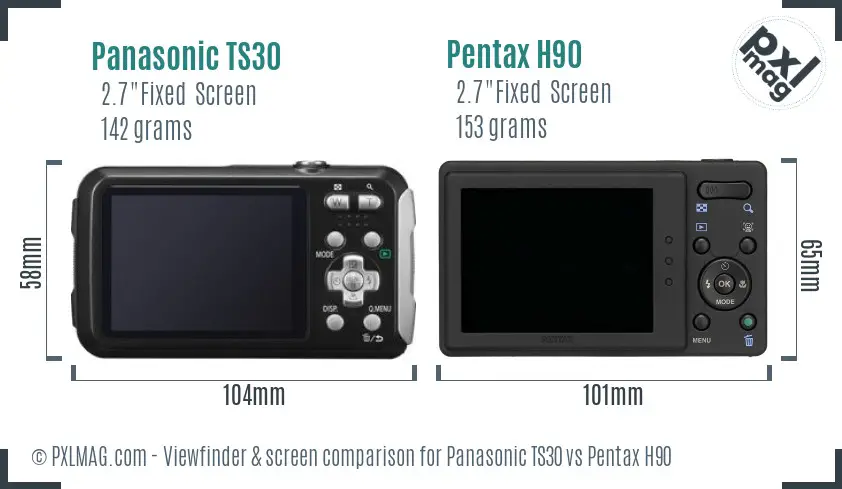 Panasonic TS30 vs Pentax H90 Screen and Viewfinder comparison