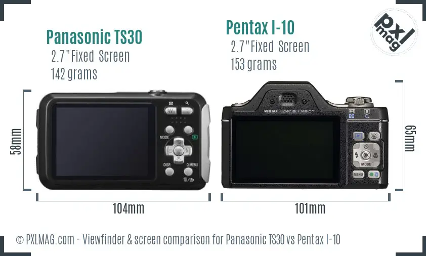 Panasonic TS30 vs Pentax I-10 Screen and Viewfinder comparison