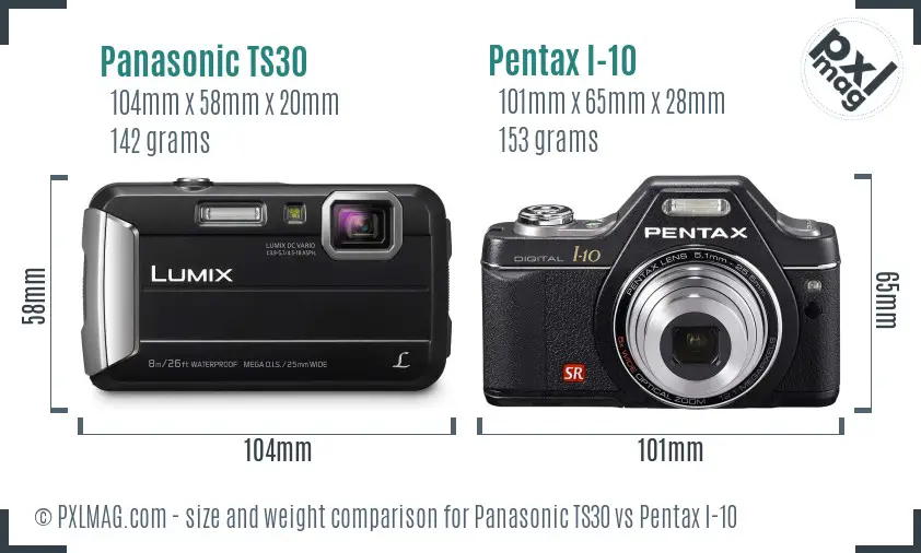 Panasonic TS30 vs Pentax I-10 size comparison