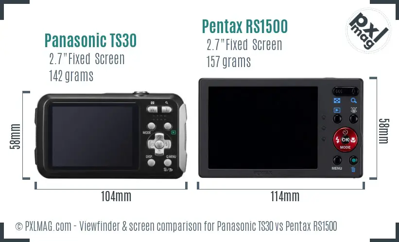 Panasonic TS30 vs Pentax RS1500 Screen and Viewfinder comparison