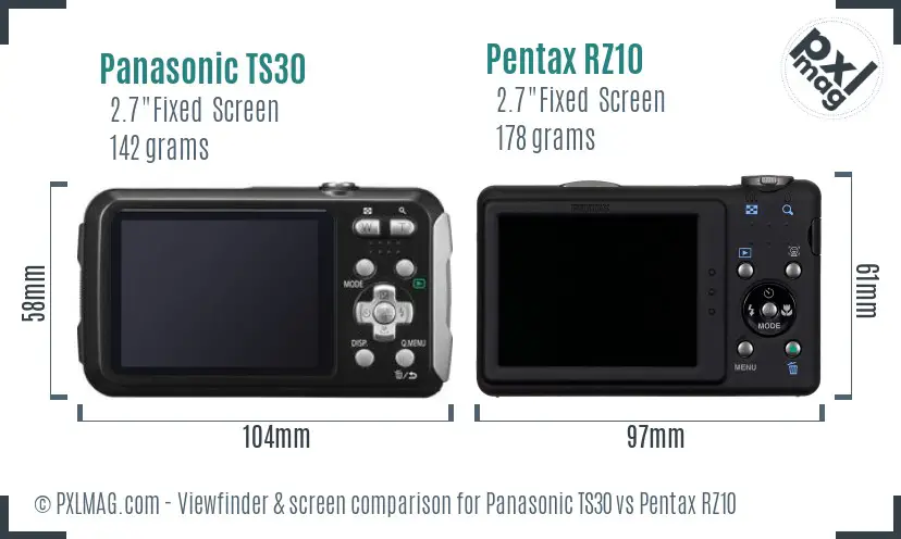 Panasonic TS30 vs Pentax RZ10 Screen and Viewfinder comparison
