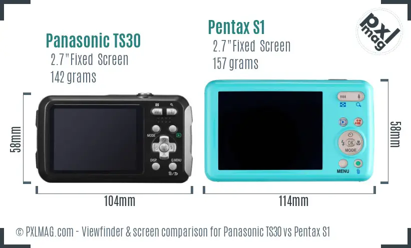 Panasonic TS30 vs Pentax S1 Screen and Viewfinder comparison