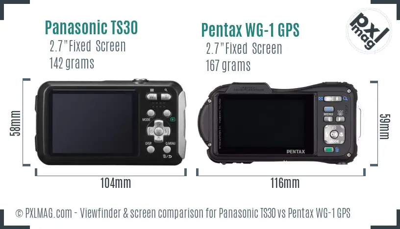 Panasonic TS30 vs Pentax WG-1 GPS Screen and Viewfinder comparison