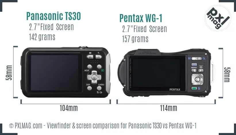 Panasonic TS30 vs Pentax WG-1 Screen and Viewfinder comparison