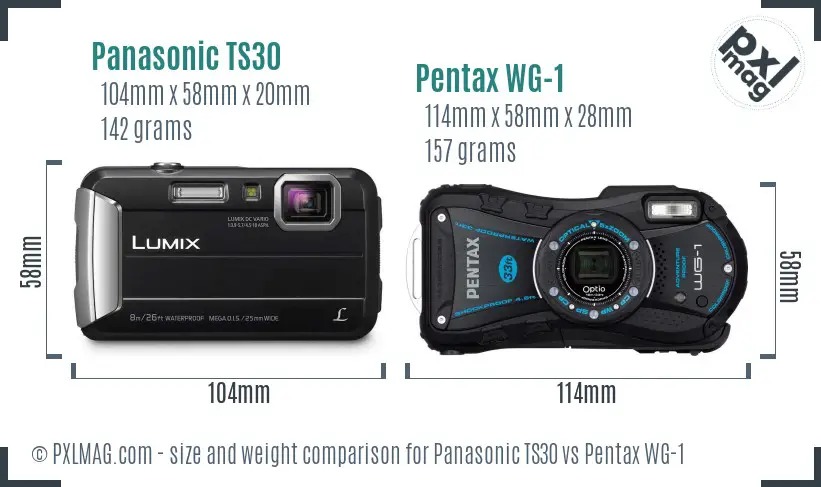 Panasonic TS30 vs Pentax WG-1 size comparison