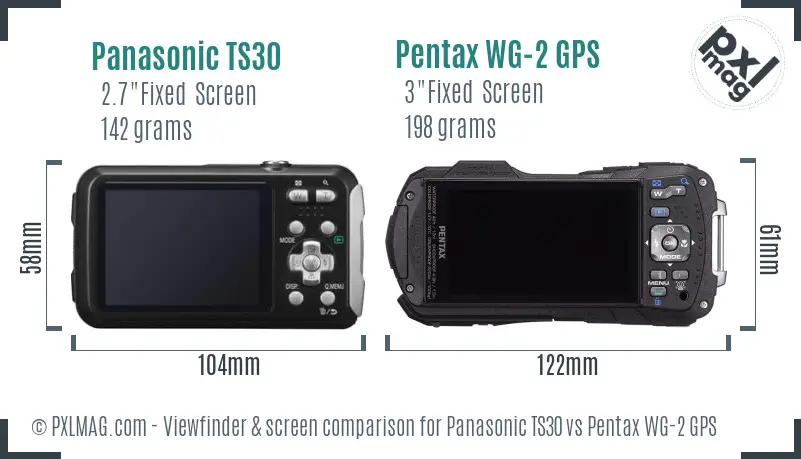 Panasonic TS30 vs Pentax WG-2 GPS Screen and Viewfinder comparison