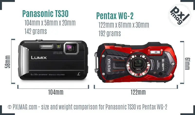 Panasonic TS30 vs Pentax WG-2 size comparison