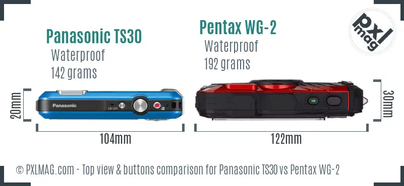 Panasonic TS30 vs Pentax WG-2 top view buttons comparison