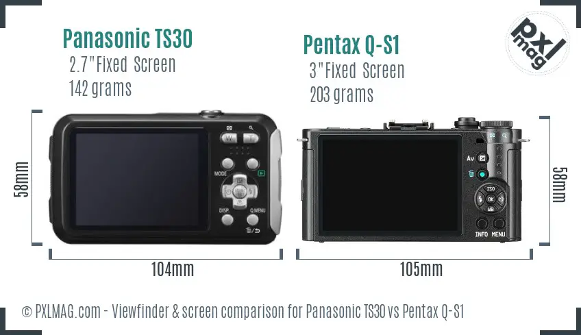 Panasonic TS30 vs Pentax Q-S1 Screen and Viewfinder comparison